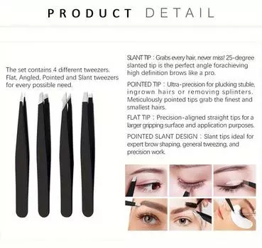 4Pcs Eyebrow Clip Eyebrow Clip Eyelash Clip Hair Pulling Tweezers Double Eyelid Patch Beauty Makeup Tools