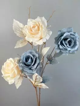 4PCS Fake Silk Roses with Stems Artificial Flowers Real Looking Bulk Floral for Wedding Bouquets Centerpieces Arrangements Reception Party Home Decor синий