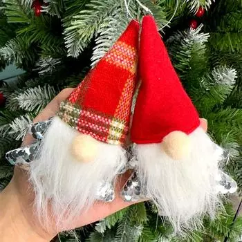 4Pcs Fashion Christmas Pendants Glitter Star Santa Claus Tree Shape Christmas Tree Ornaments