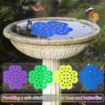 4Pcs Floating Bee Island,Bee Watering Station,Flower,Bees Mug Feeder Water Catcher Bath Cups Waterer
