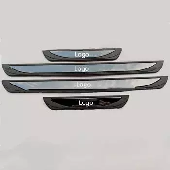 4Pcs For Nissan Rogue Front Rear Door Sill Scuff Plate Cover Welcome Pedal Trim