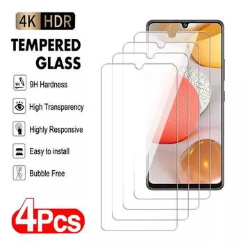 4Pcs Full Tempered Glass For Samsung Galaxy A02 A12 A22 A32 A42 A52 A72 M52 M62 Screen Protector M12 M22 M32 M42 Protective Film For Samsung A12 чистый