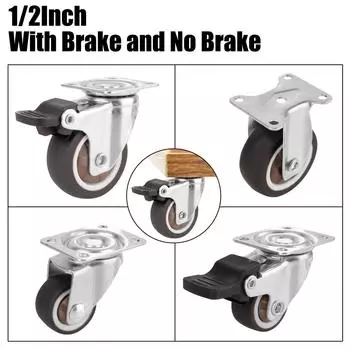 4Pcs Furniture Caster Universal Swivel Caster Soft Rubber Wheel 1/2 inches For Platform Trolley Chair Accessory Household