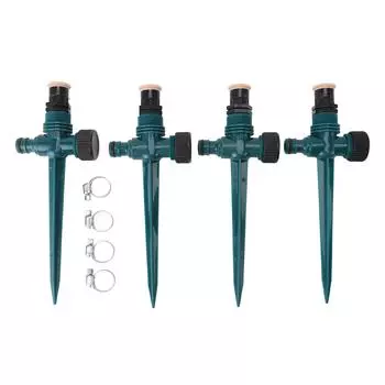 4pcs Garden Sprinklers Professional Efficient 360 Degree Automatic Rotating Lawn Sprinkler for Yard темно-зеленого