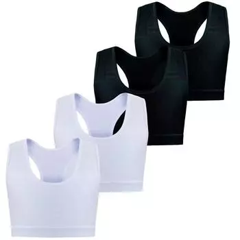 4PCS Girls Sports Training Bras Cute Teenage Young Children Fitness Vest Bras Tops Kids Underwears one size белый