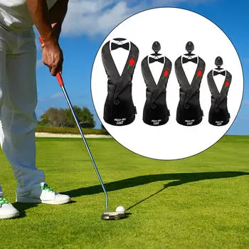 4Pcs Golf Club Head Cover Driver Covers Wood Headcover Long Neck Anti Scratch оранжевый