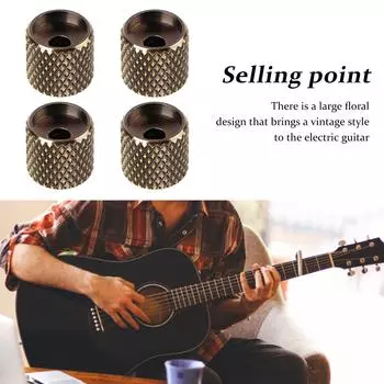 4 шт., гитарная ручка, металлическая ручка регулировки громкости, купольная ручка с плоской вершиной, набор аксессуаров для музыкальных инструментов с гаечным ключом GD139D, бронза