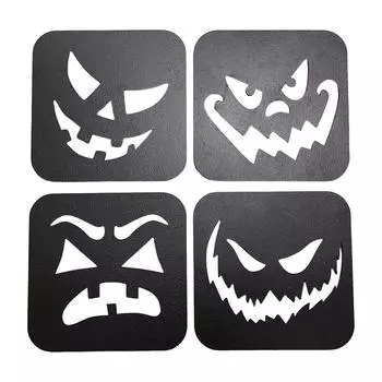 4pcs Halloween Light Luxury Series Wooden Coffee Anti-slip Mat Heat Insulation Home Decor One Size чёрный