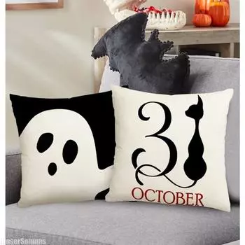 4pcs Halloween Pillowcase Home Sofa Cushion Square Ghost Party Decoration Pillowcase Does Not Include Pillow Core