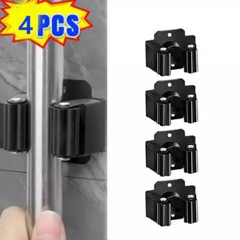 4Pcs Hanging Mop Broom Holder Wall Mounted Brush Broom Hanger Kitchen Bathroom