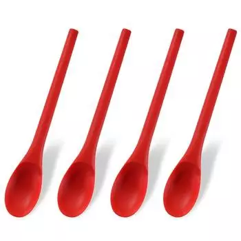4Pcs Heat-resistant Silicone Mixing Spoon Nonstick Kitchen Cooking Spoon Baking Spoon for Cooking Stirring Mixing and Serving