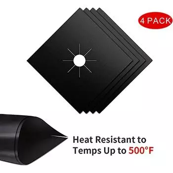 4pcs Heat-resistant Stove Burner Covers Reusable, Non-Stick stove burner covers protector 10.6 x 10.6 чёрный