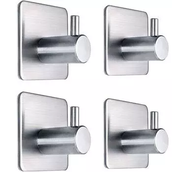 4Pcs Heavy Duty Adhesive Wall Hook Multi-Purpose Towel Rack Towel Holder Bathroom Kitchen Hardware