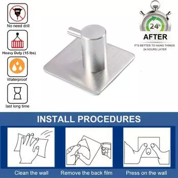 4PCS Heavy-duty Waterproof Stainless Steel Wall Hook for Easy Installation and Space Saving in Bathrooms and Bedrooms S