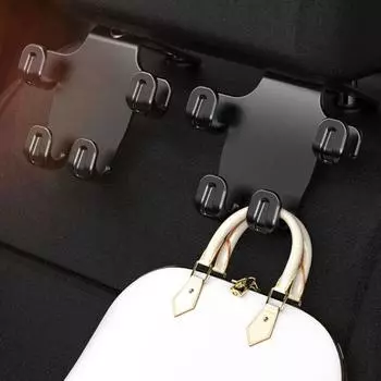 4pcs Hidden Car Back Seat Hook Universal Backseat Hanger Multi-Use Mobile Phone Holder Stand Coats