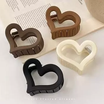 4pcs Hollow out love simple ins clip for women s summer back of the head shark clip half zip hair clip