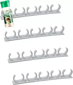 4pcs Hooks 20 Bottles Of Seasoning Bottles Simple Plastic Storage Rack Household Kitchen Seasoning Can Storage Rack Wall Mounted