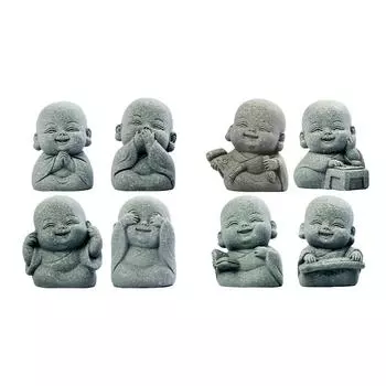 4Pcs Little Monk Figurine Lovely Mini Monk Statue Cute Buddha Doll for Home Office Car Fish Tank Decor