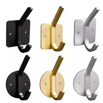 4pcs/Lot Bathroom Wall Hook Adhesive Gold Black Slive Aluminum Kitchen Bath Towel Coat Clothes Key Hooks Square Hanger Holder