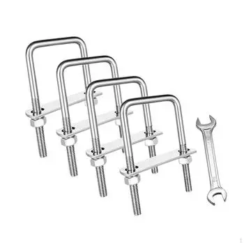 4Pcs M8 Square U Bolts with Nuts and Plates Bolt Clamp Spare Parts Hardware for Industrial