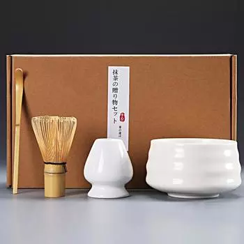 4Pcs Matcha Whisk Japanese Scoop and Holder Home Tea Whisk Brush Set Gifts Ceramics Tea Party Multiple Options Available