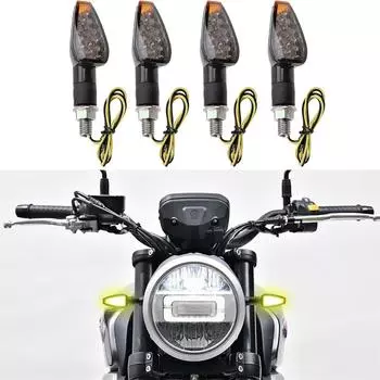 4 шт. мотоциклетные поворотники, 14 светодиодов 12 В янтарная лампа мотоциклетный поворотник, подходит для мотоцикла скутера квадроцикла внедорожника чёрный