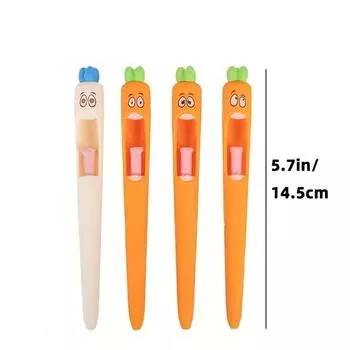 4pcs Multi-Expression Radish Shaped Gel Pens Creative Fresh Stationery Supplies Black Ink Fun Easter Gifts And Party Giveaways
