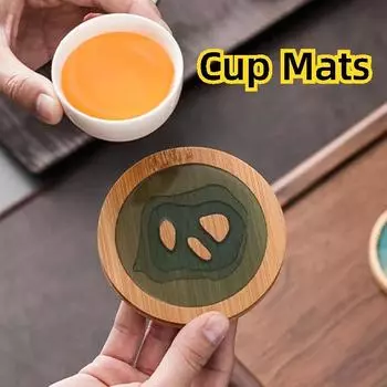 4PCS Non-slip Wooden Drinking Coaster Round Shaped Tea Cup Holder Drink Bottler Pad Table Placemats for Kitchen Accessories