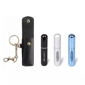 4pcs Perfume Replacement Bottle 1 Leather Case and 3 Replacement Bottles 5ml M чёрный