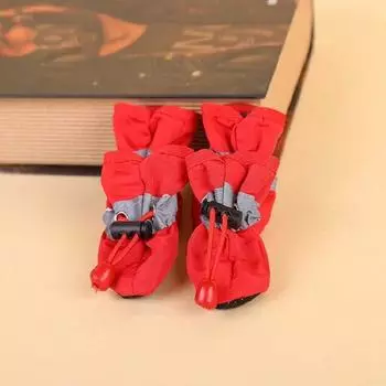 4Pcs Pet Dog Rain ShoesDog Booties Anti Slip Waterproof Dog Rain Shoes Thick Warm Dog Puppy Dog Socks Booties 3 синий