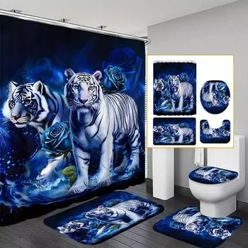 4pcs Pink Diamond Eyelash Curtain Shower Curtain Decoration, Beautiful Housewarming Gift Modern Home Decoration, Waterproof Show 90x180cm curtain