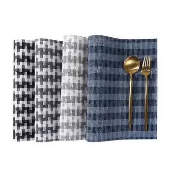 4pcs Rectangle Placemat Non-slip Heat-resistant Dining Table Mats Bowl Coaster For Home Restaurants