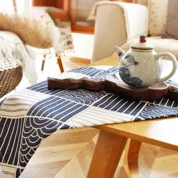 4pcs Rectangular Placemats 30X45cm Deep Blue Cartoon Ocean Waves Print Pattern Decorate for Living Room Dining Kitchen Table Mat