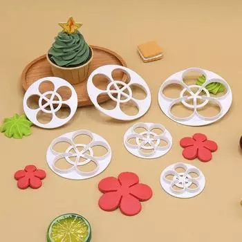 4Pcs Rose Flower Fondant Cake Decorating Mould Plum Blossom Dessert Cookies Cutter Mold Gum Paste Pastry Tools Baking Supplies