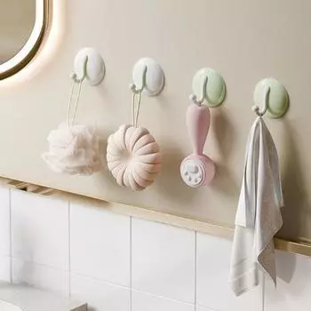 4Pcs Self Adhesive Clothes Hook Plastic Key Hanger Multifunctional Wall Hooks Kitchen зелёный