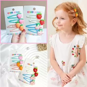 4Pcs/set 2025 new children s hairpin cute strawberry girl hair clip summer girls headdress bangs hair clip