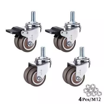 4 шт./комплект 2” прочные поворотные резиновые ролики M12 X 25 мм с фиксатором ролики сменные ролики для мебели Set 2