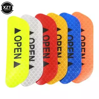 4Pcs/Set Car Door Stickers Car OPEN Reflective Tape Warning Mark Reflective Open Notice Accessory Motorcycle Bike Helmet Sticker красный