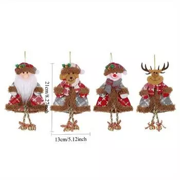 4pcs Set Christmas Decorations: Santa, Snowman, Reindeer,and Bell Tree Ornaments Perfect for Holiday Gifts