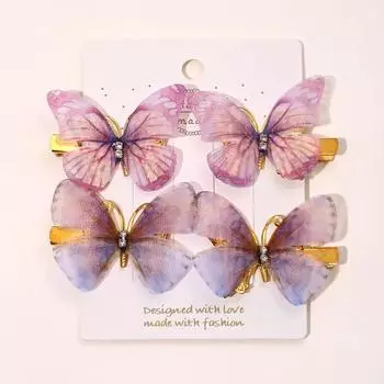 4Pcs/set Colorful Butterfly Hair Clip Set Realistic Texture Butterfly Birthday Gift for Girls Baby Hair Clips Accessories Gifts