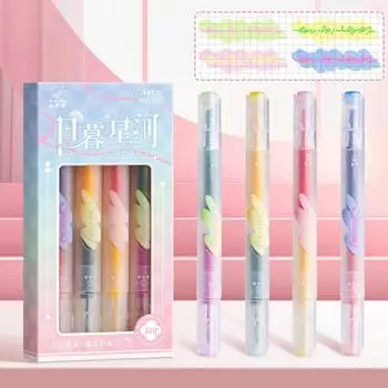 4PCS/Set DIY Scrapbook Painting Fluorescent Pen Double-ended Painting Color Pen School Office 02