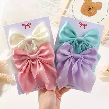 4Pcs/set Elegant Large Satin Bowknot Hair Clips for Women Girls Sweet Hairpin Barrettes Ponytail Clip Hair Accessories Headwear