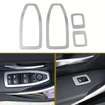 4Pcs/Set for BMW F30 F34 320 328I GT 2013-2016 Stainless Steel Interior Car Door Window Switch Cover Trim Sticker серебряный