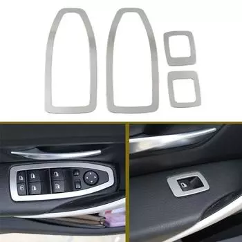 4Pcs/Set for BMW F30 F34 320 328I GT 2013-2016 Stainless Steel Interior Car Door Window Switch Cover Trim Sticker серебряный