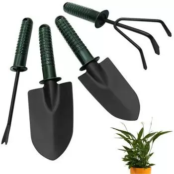 4Pcs/Set Gardening Tools Non Slip Handle Ergonomic Design Steel Trowels Transplanter Hand Rake Weeder Garden Accessories 4pcs
