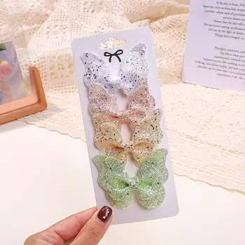 4Pcs/set Glitter Butterfly Hair Bows Hair Clips Baby Girls Leather Kids Bows Hairpins Barrettes Headwear Hair Acesssories Gift