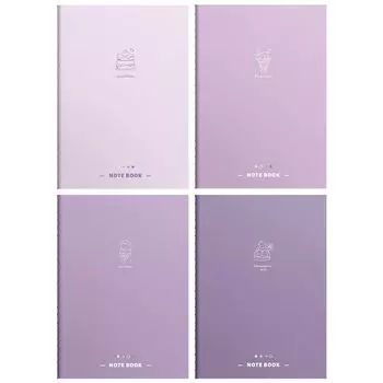 4pcs/set Learning French Style B5 Notebook Drawing Graffiti Gradient Color Notebook Stationery фиолетовый