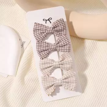 4Pcs/Set Lovely Cotton Bowknot Clips Safe Hairpins Girl Fresh Pastoral Hairclips Baby Hair Accessories Kids Print Hairgripe Gift