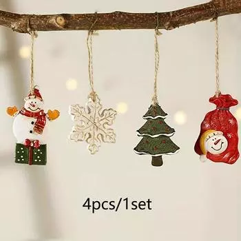 4pcs Set of Resin Christmas Ornaments Cute Snowman Snowflake Designs for Tree Decoration, Perfect for Holiday Celebrations, Best for Christmas 4pcs Resin Charm