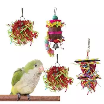 4pcs/set Paper Parrot Chewing Toys Bite resistant Parrot Swing Toys for Budgerigar Parakeet 4pcs/set